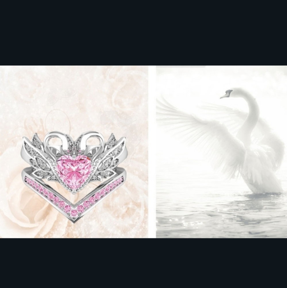 (3)Luxury Diamond engagement ring set 💍💕 2 swans side by side - Picture 8 of 8